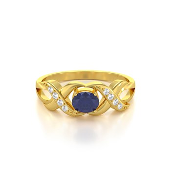 Bague ADEN Or 585 Jaune Saphir et diamants 2.684grs