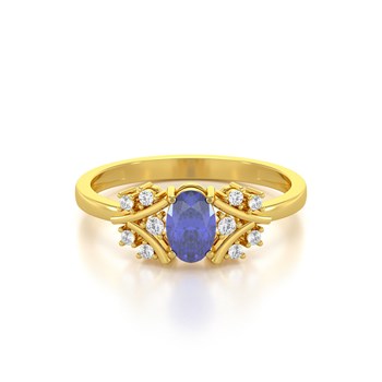 Bague ADEN Or 585 Jaune Tanzanite et diamants 1.556grs
