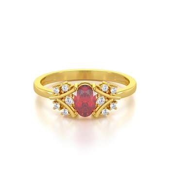 Bague ADEN Or 585 Jaune Rubis et diamants 1.556grs