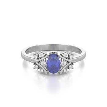 Bague ADEN Or 585 Blanc Tanzanite et diamants 1.556grs