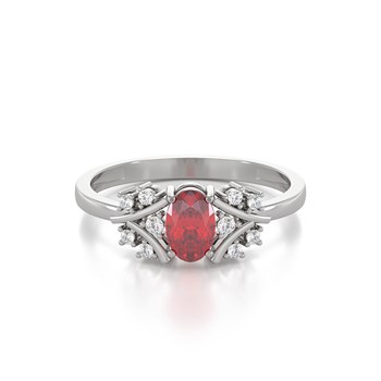Bague ADEN Or 585 Blanc Rubis et diamants 1.556grs