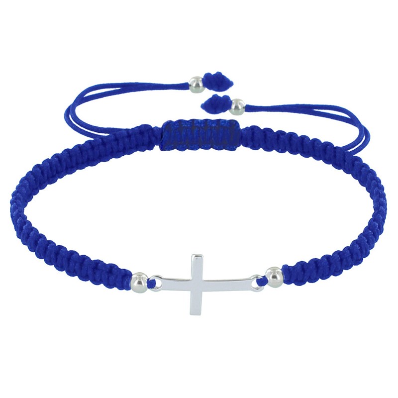 Bracelet Argent 925 Croix Lien Tréssé - Classics - Bleu
