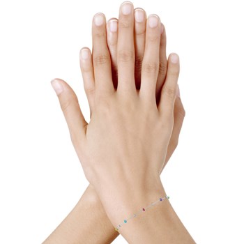 Bracelet Argent 925 Perles Émaillées Arc En Ciel et Perles Argent 925