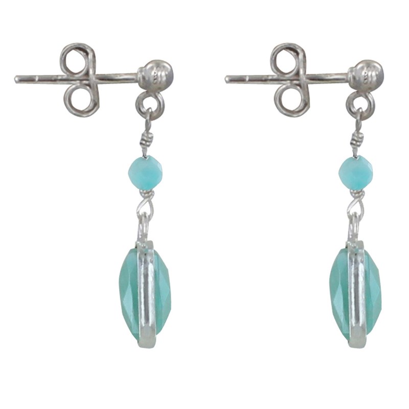 Boucles d'Oreilles Argent 925 Perle et Pavé d'Amazonite Facetté - vue 3