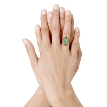 Gold-plated Oval Twisted Ring with Amazonite Stone