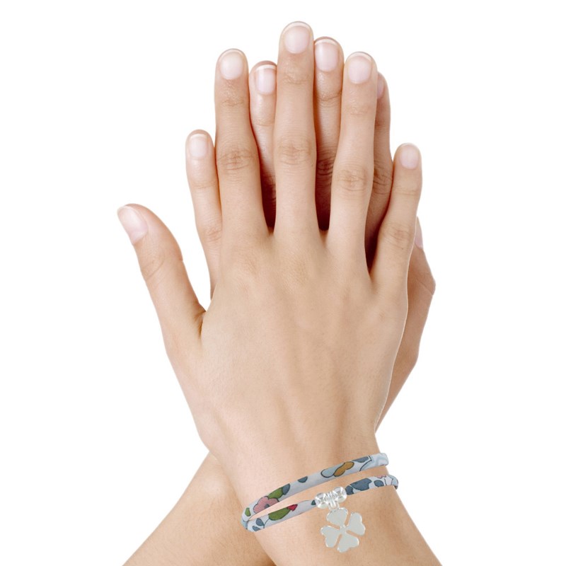 Bracelet Double Tour Lien Liberty et Trèfle Argent 925 - Classics - Gris - vue 2
