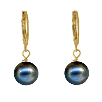 Boucles d'Oreilles Mini Créoles Plaqué Or et Perle de Culture