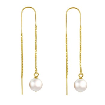 Boucles d'Oreilles Chainette Argent Doré et Perles de Culture