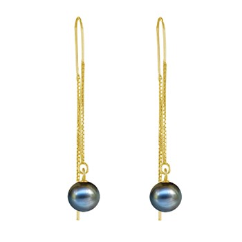 Boucles d'Oreilles Chainette Argent Doré et Perles de Culture