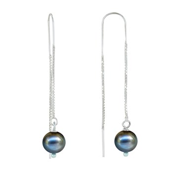 Boucles d'Oreilles Chainette Argent 925 et Perles de Culture