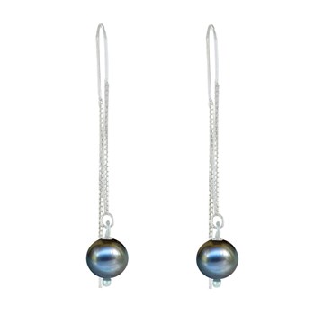 Boucles d'Oreilles Chainette Argent 925 et Perles de Culture