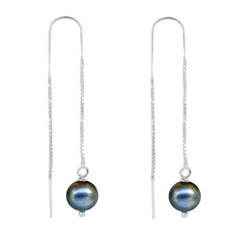Boucles d'Oreilles Chainette Argent 925 et Perles de Culture