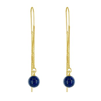 Zilveren Chainette Oorbellen met Lapis Lazuli Parels