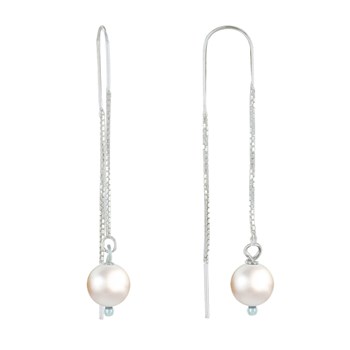 Boucles d'Oreilles Chainette Argent 925 et Perles de Culture