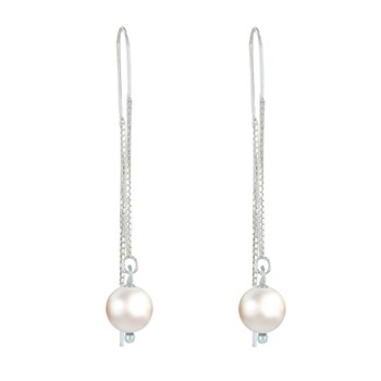 Boucles d'Oreilles Chainette Argent 925 et Perles de Culture