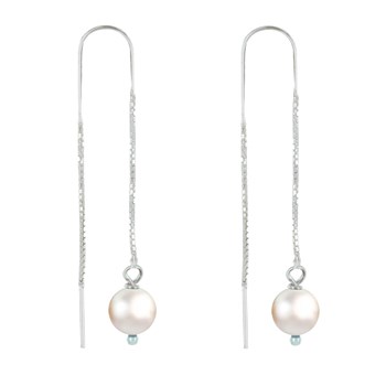 Boucles d'Oreilles Chainette Argent 925 et Perles de Culture