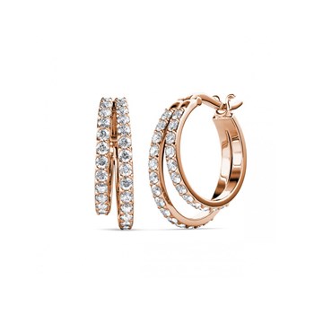 Earrings Duo Circlet - Rose Gold and Crystal
