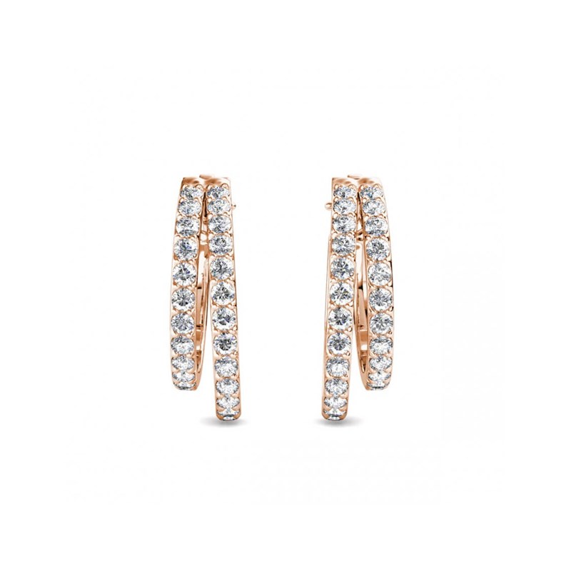 Boucles d'oreilles Duo Circlet - Or Rosé et Cristal - vue 3