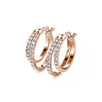 Earrings Duo Circlet - Rose Gold and Crystal