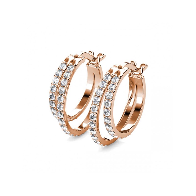 Boucles d'oreilles Duo Circlet - Or Rosé et Cristal - vue 4