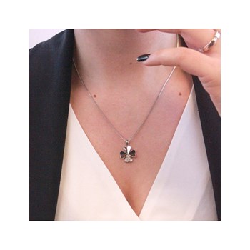 Pendant Clover Petal - Silver and Crystal