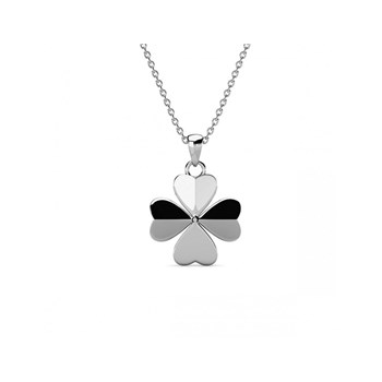 Pendant Clover Petal - Silver and Crystal