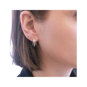 Boucles d'oreilles Aurielle Hoop - Argenté et Cristal