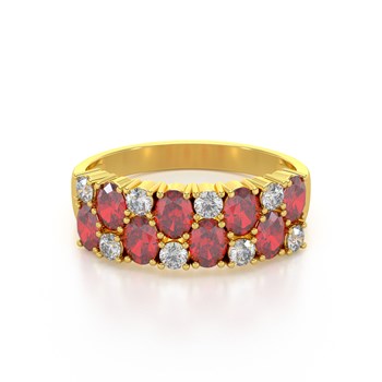 Bague ADEN Or 585 Jaune Rubis et diamants 2.524grs