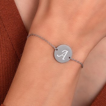 Bracelet lettre A en acier inoxydable SC Crystal