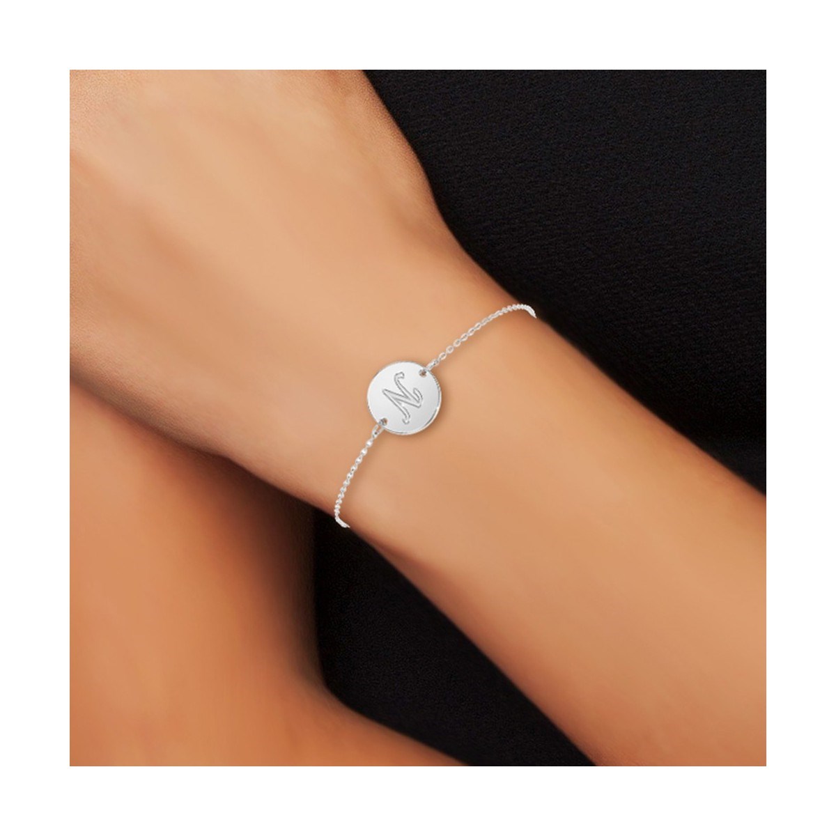 Bracelet lettre N en acier inoxydable SC Crystal - vue 2