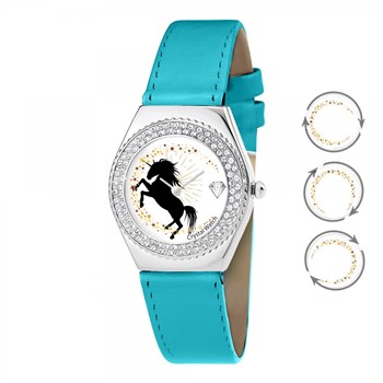 Montre Alysson licorne à mouvement tournant SC Crystal ornée de Cristaux scintillants