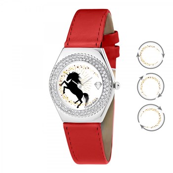 Montre Alysson licorne à mouvement tournant SC Crystal ornée de Cristaux scintillants