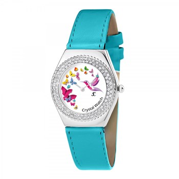 Montre Alysson papillons à mouvement tournant SC Crystal ornée de Cristaux scintillants