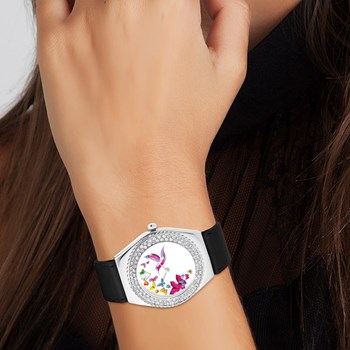 Montre Alysson papillons à mouvement tournant SC Crystal ornée de Cristaux scintillants
