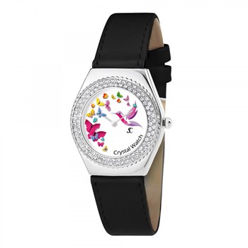 Montre Alysson papillons à mouvement tournant SC Crystal ornée de Cristaux scintillants