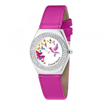 Montre Alysson papillons à mouvement tournant SC Crystal ornée de Cristaux scintillants