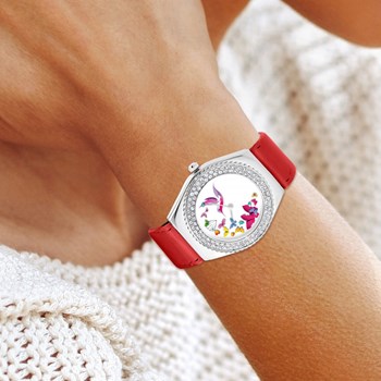 Montre Alysson papillons à mouvement tournant SC Crystal ornée de Cristaux scintillants
