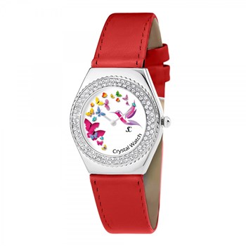 Montre Alysson papillons à mouvement tournant SC Crystal ornée de Cristaux scintillants