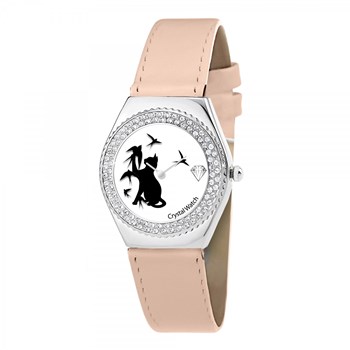 Montre Alysson chat à mouvement tournant SC Crystal ornée de Cristaux scintillants