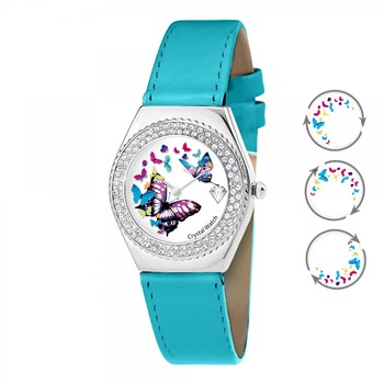 Montre Alysson papillon à mouvement tournant SC Crystal ornée de Cristaux scintillants