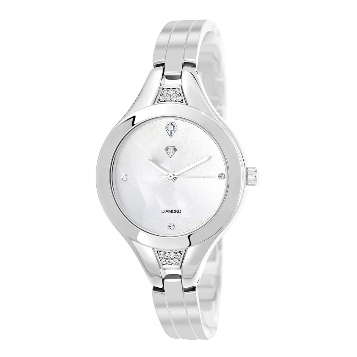 Montre Lola argentée SC Crystal ornée d'un véritable diamant et de 18 Cristaux scintillants
