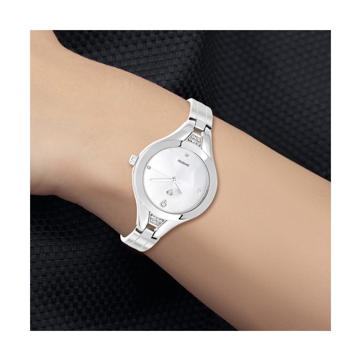 Montre Lola argentée SC Crystal ornée d'un véritable diamant et de 18 Cristaux scintillants - vue 2