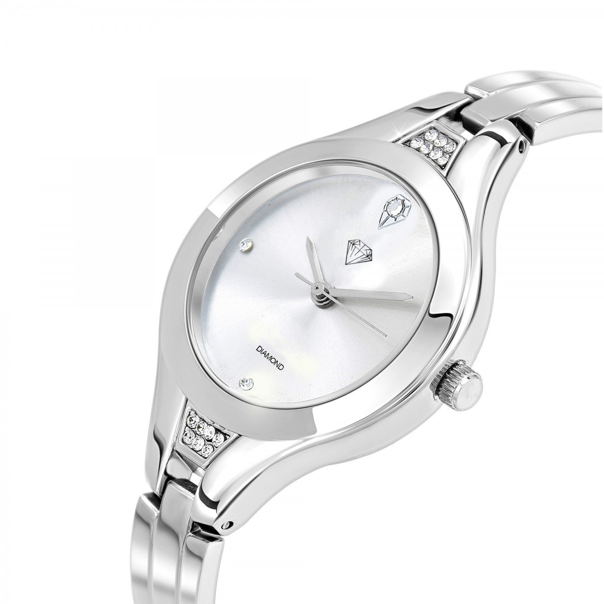 Montre Lola argentée SC Crystal ornée d'un véritable diamant et de 18 Cristaux scintillants - vue 3
