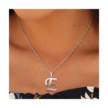Collier alphabet lettre E en acier inoxydable par SC Bohème