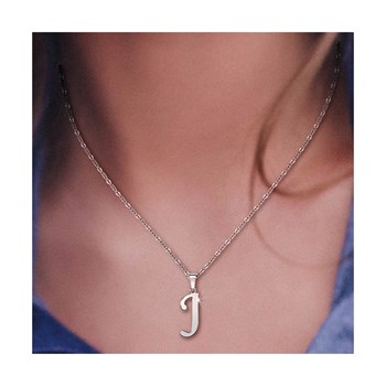 Collier alphabet lettre J en acier inoxydable par SC Bohème