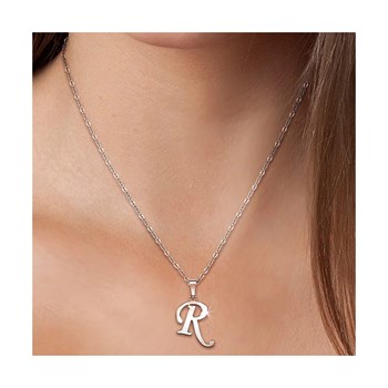 Collier alphabet lettre R en acier inoxydable par SC Bohème