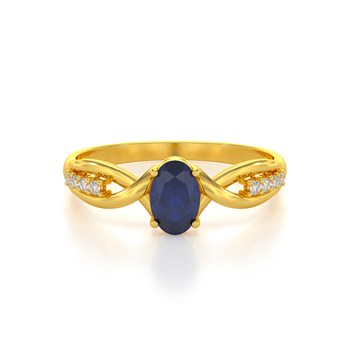 Bague ADEN Or 585 Jaune Saphir et diamants 1.32grs