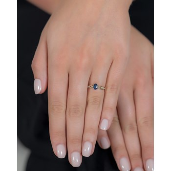 Bague ADEN Or 585 Jaune Saphir et diamants 1.32grs