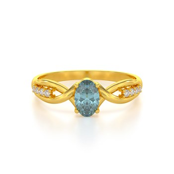 Bague ADEN Or 585 Jaune Aigue-Marine et diamants 1.32grs