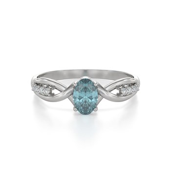 Bague ADEN Or 585 Blanc Aigue-Marine et diamants 1.32grs
